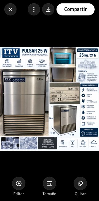 ITV Pulsar 25 W Máquina de Hielo Profesional