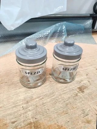 Set 2 Barattoli In Vetro Per Spezie Grigio Shabby
