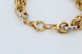 Pulsera Gruesa Oro 18k Blanco y Amarillo Mujer 123