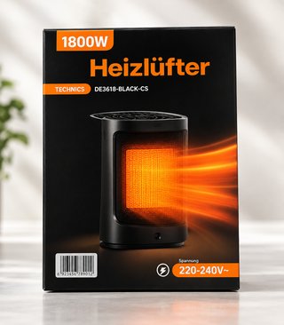 Termoventilatore Ceramico 1800W DE3618-BLACK-CS