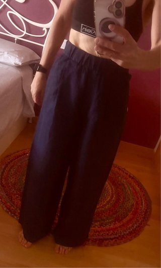 Pantalones anchos Massimo Dutti azul