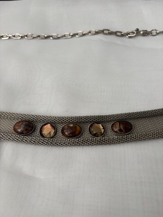 Cinturón Bisutería Plateado con piedras marrones