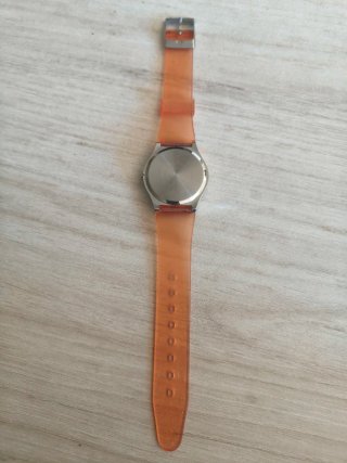 Reloj Pulsera Quartz Naranja y Plateado