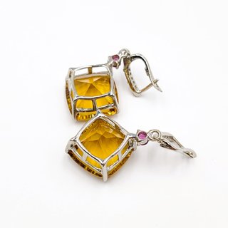 Pendientes Plata Citrinos y Zafiros Naturales