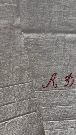 Coppia asciugamani vintage lino monogramma ADL