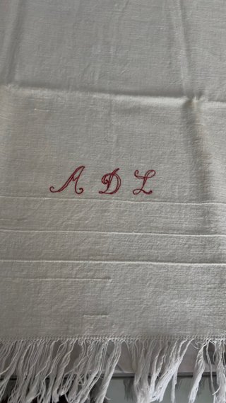 Coppia asciugamani vintage lino monogramma ADL