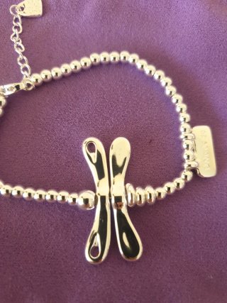 Pulsera baño de plata eslabones libélula