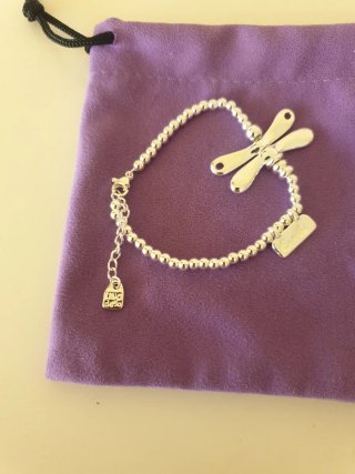 Pulsera baño de plata eslabones libélula