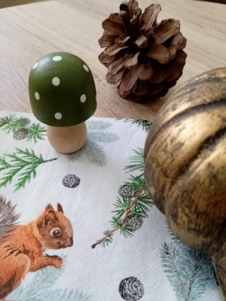 Decoración Otoño Calabaza Dorada Hongo Piña