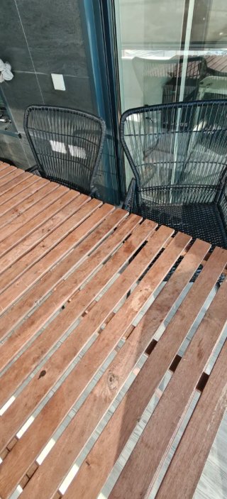 Mesa y 2 Sillas Terraza Madera y Ratán
