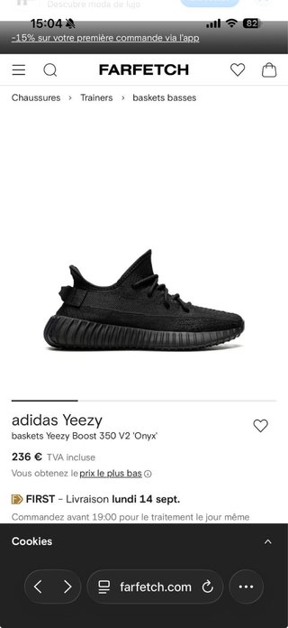 Zapatillas Adidas Yeezy Boost 350 V2 Negro Talla 3