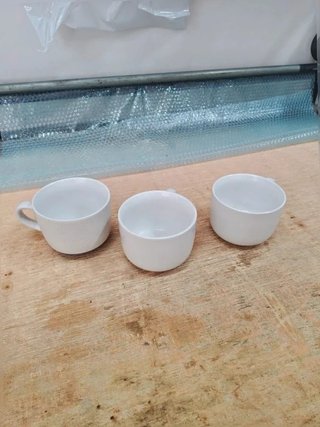 Set 3 Tazze grandi Ceramica Bianco Puntinato