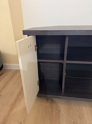 Mesa de rincón madera y cristal