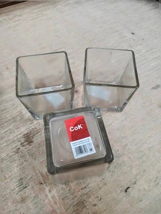 Set 3 Vasi vetro Cubo 10x10x10 Portacandele