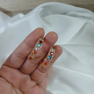 Pendientes Aro 3cm Circonitas y Cristales Brillant