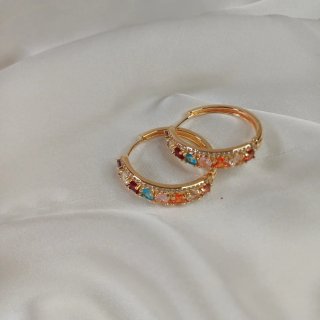 Pendientes Aro 3cm Circonitas y Cristales Brillant
