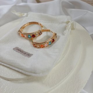 Pendientes Aro 3cm Circonitas y Cristales Brillant