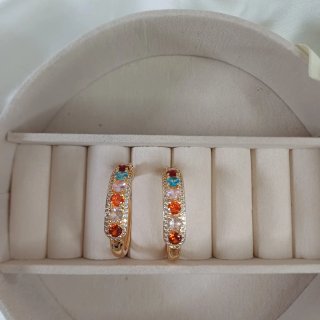Pendientes Aro 3cm Circonitas y Cristales Brillant