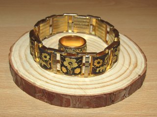 Conjunto vintage pulsera anillo damasquinado 70 ́s