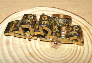 Conjunto vintage pulsera anillo damasquinado 70 ́s