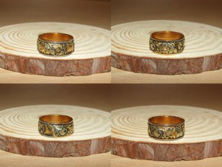 Conjunto vintage pulsera anillo damasquinado 70 ́s