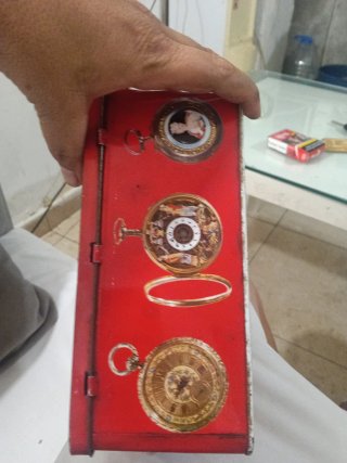 Caja Metálica Decorada Relojes Antiguos