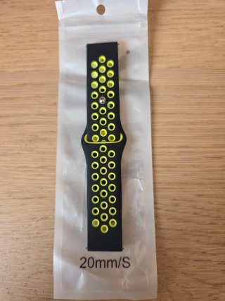 Correa Silicona Reloj 20mm Negra y Amarilla