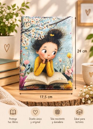 Funda para libro infantil niña flores