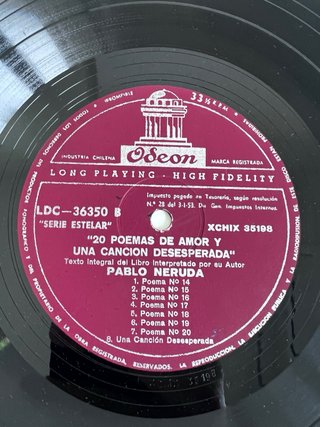 Pablo Neruda - 20 Poemas de Amor VINILO