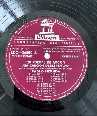 Pablo Neruda - 20 Poemas de Amor VINILO