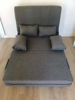 Sofá Cama Gris Tela 105cm