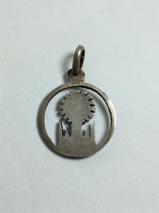 Medalla antigua de la Virgen del Pilar en plata