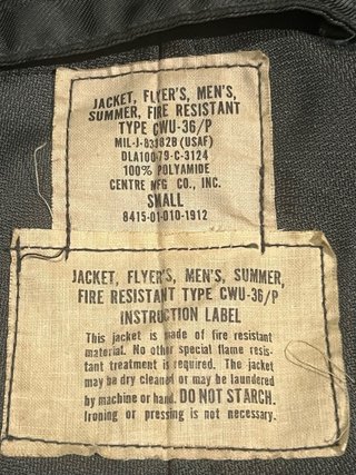 Chaqueta Piloto CWU 36/P contrato 1979. Original