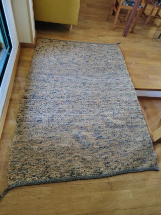 Alfombra Ratán y Yute Beige/Azul