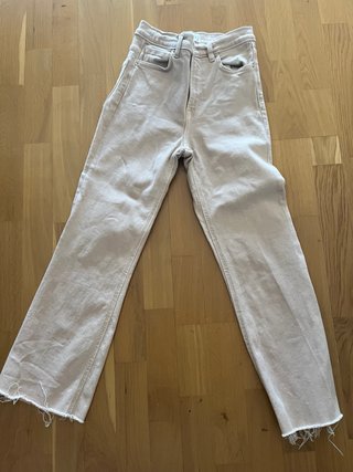 Pantalones beige marron de tiro alto