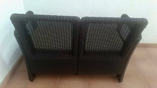Conjunto Sofás Jardín + Mesita Ratán + cojines
