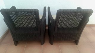 Conjunto Sofás Jardín + Mesita Ratán + cojines