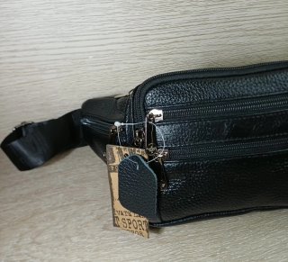 Riñonera Piel Negra Vintage 80s
