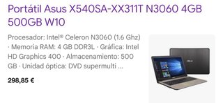 Portátil Asus X540S Beige/Negro
