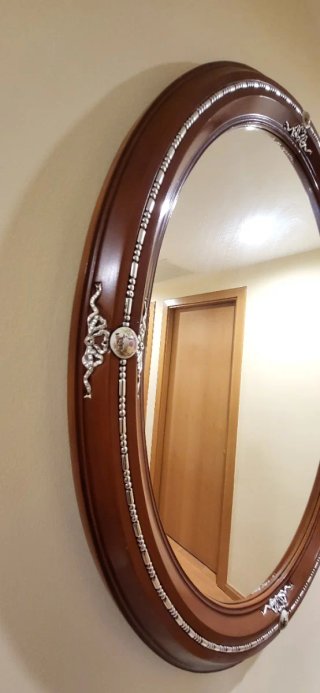 Espejo Ovalado Madera Antiguo