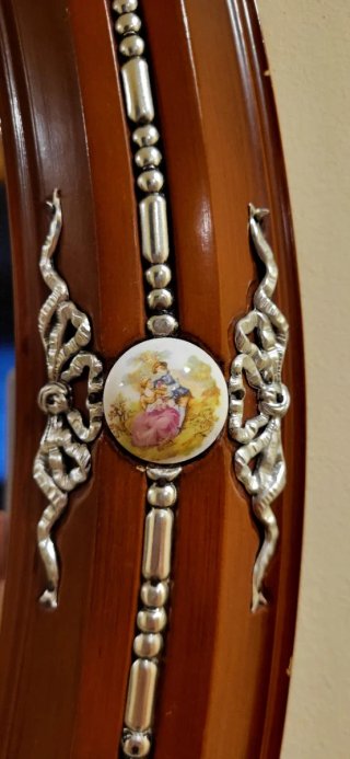 Espejo Ovalado Madera Antiguo