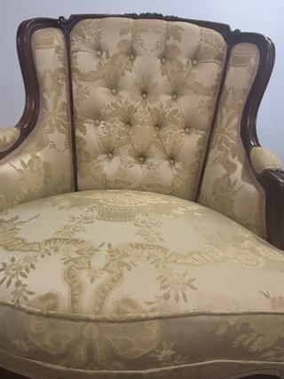2 Sillones Orejeros Vintage Tela y Madera