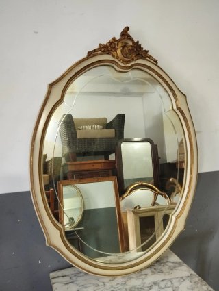 Espejo Antiguo Dorado y Blanco