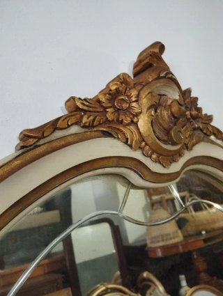 Espejo Antiguo Dorado y Blanco