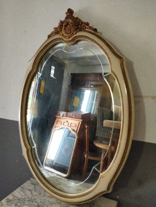 Espejo Antiguo Dorado y Blanco