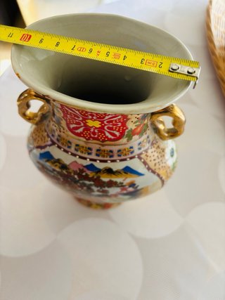 Jarrón Chino Porcelana Dorado Multicolor