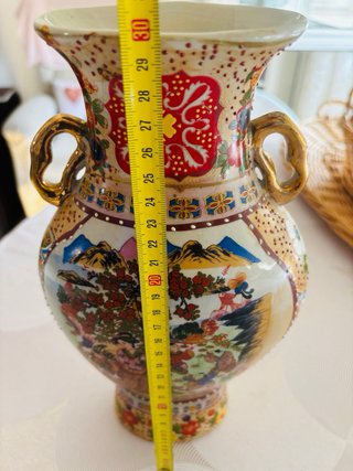 Jarrón Chino Porcelana Dorado Multicolor