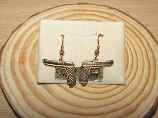 Pendientes vintage pistolas oro goldfilled años 80