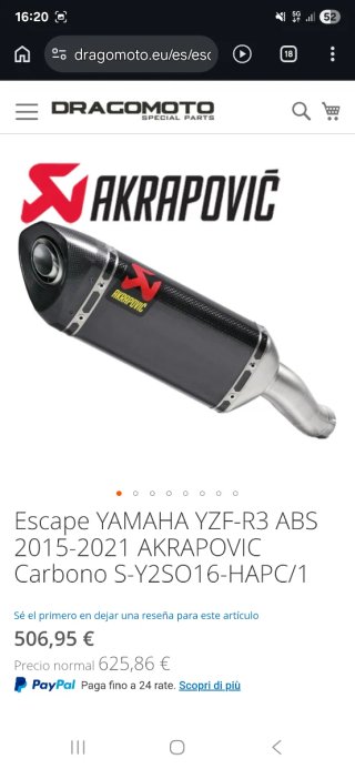YAMAHA YZF-R3 2021 – 321cc – A2 – AKRAPOVIČ