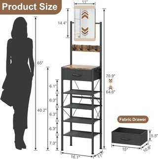 Estante Zapatos con Espejo y Cajón
